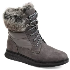 Journee Collection Flurry Women's Faux-Fur Lace-Up Boots
